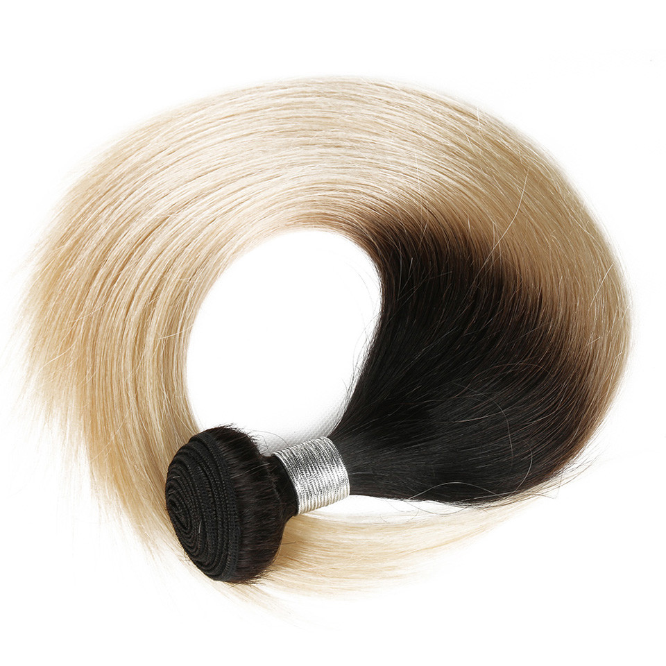 Ombre 1B/613 Straight Virgin Remy Human Hair 1 or 3 bundles US seller