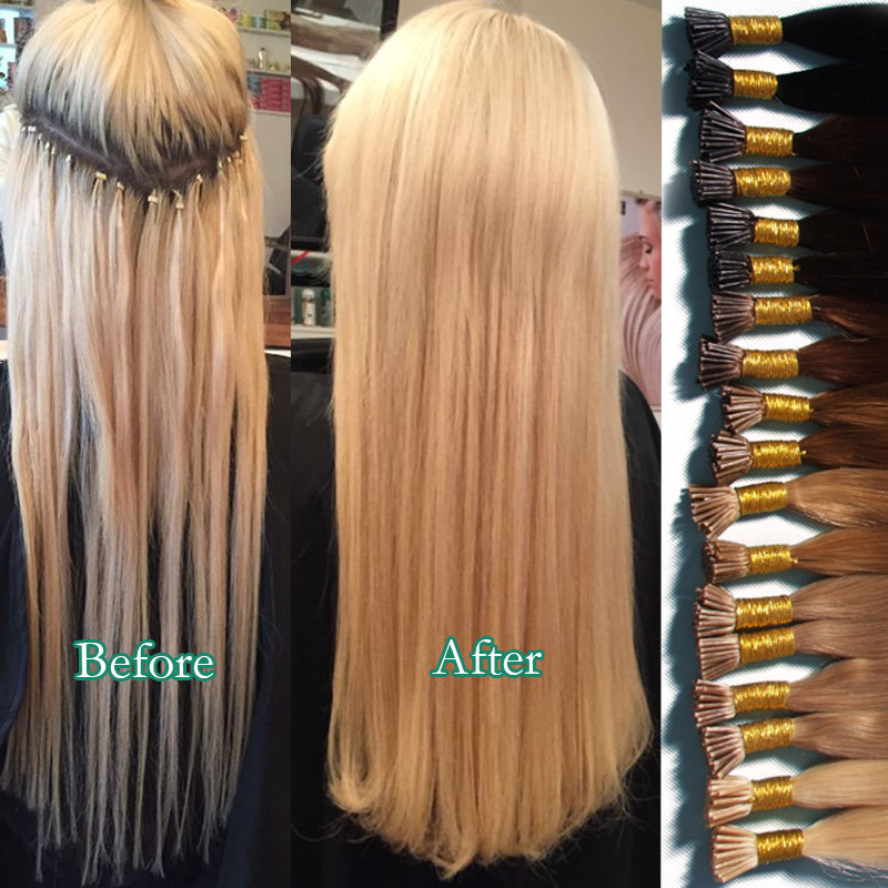 Russian 8A Thick Stick I Tip Remy Human Hair Extensions Pre Bonded Micro Ring US