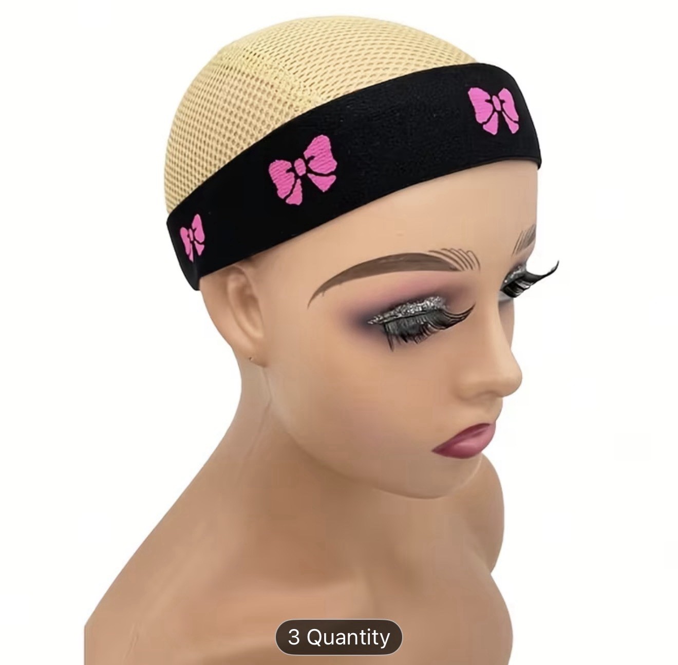 3 – Adjustable Wig Lace Melt Bands Stretchy Reusable Pink/Black One Size Women