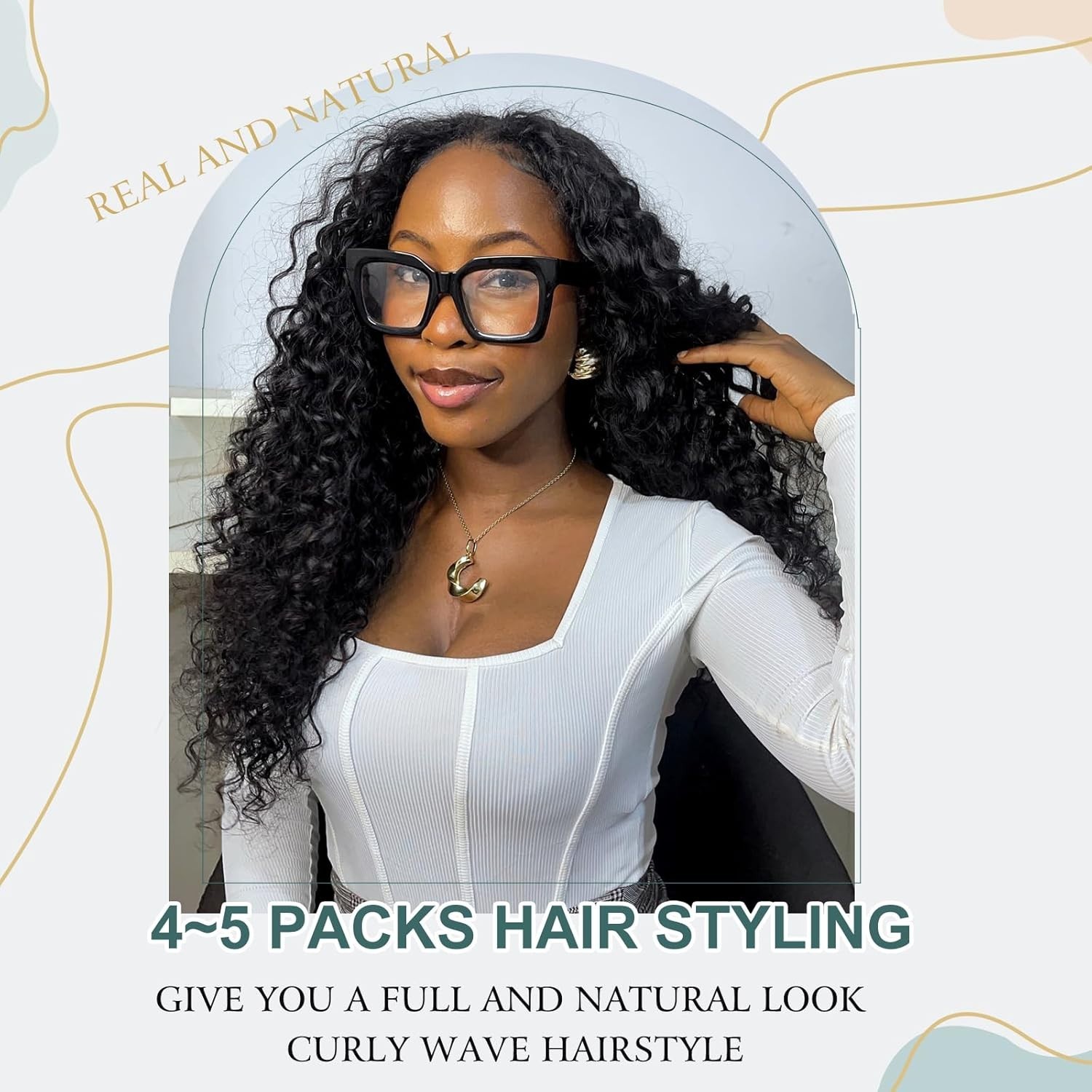 Human Crochet Hair Deep Wave hair extension Natural Color 50 grams Per Pack