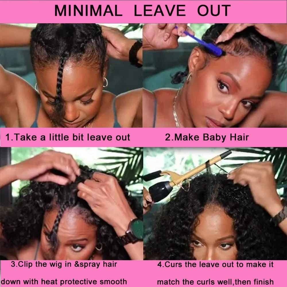 V Part Human Hair Kinky Curly for Black Women Wigs V Part Glueless Wig For Women