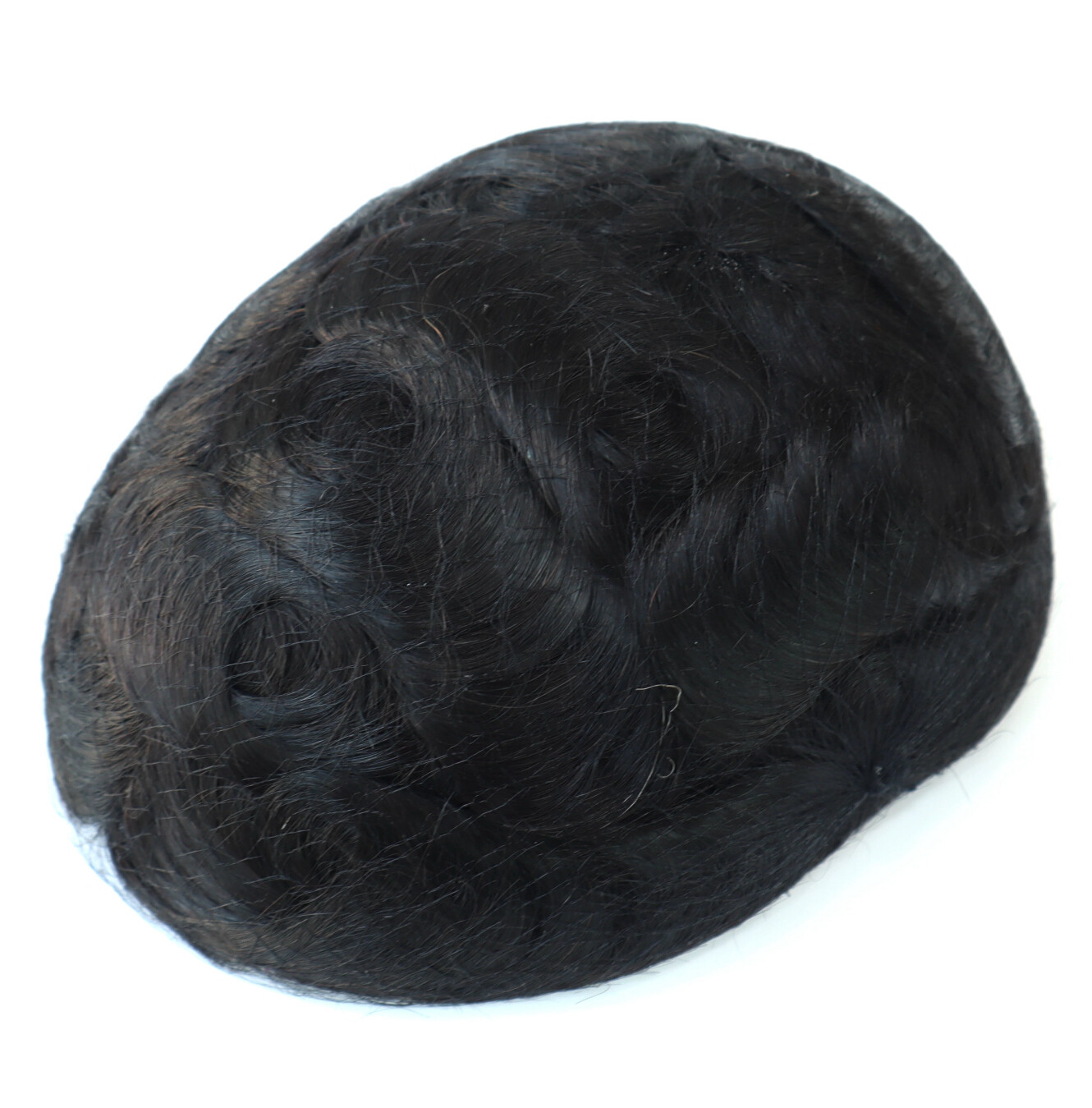 Mens Toupee Human Hair Replacement System Fine Mono Poly Skin Hairpiece 6×9 #1B