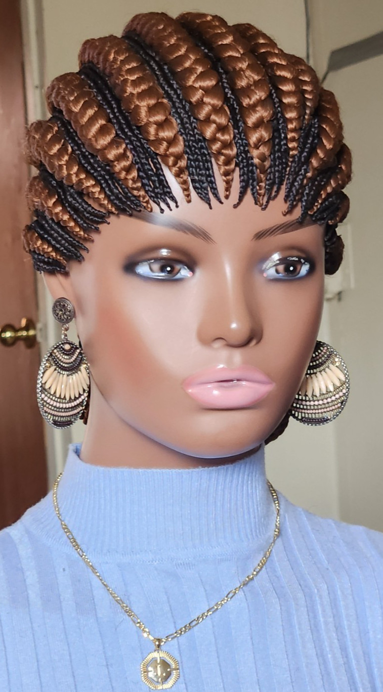 handmade braided cornrows wig pony Elephant Dark brown/1B