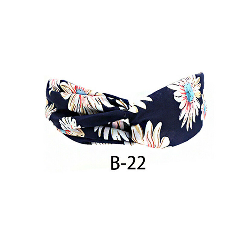 5-Pack Floral Turban Headbands for Women Elastic Twisted Hair Bands Wide Set