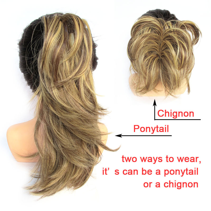 12″ Short Ponytail Hairpiece Claw Clip On Flexible Messy Hair Extensions Soft US