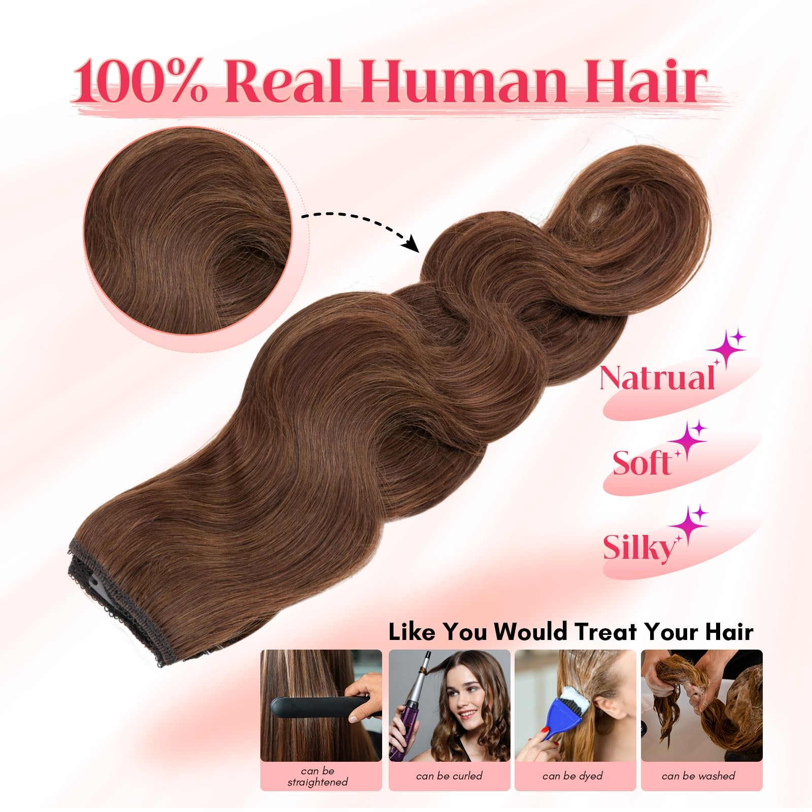 Rich Choices Halo Hair Extensions Real Human Hair Wave Wire In Hair Extensions