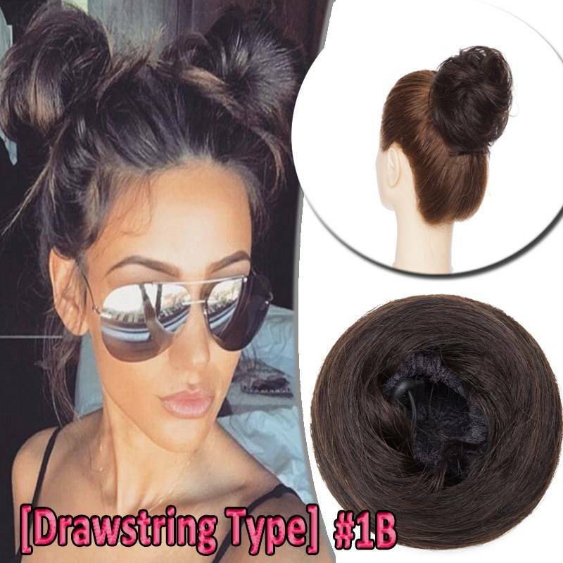 Thick 100% Remy Human Hair Curly Messy Bun Ponytail Bun Hair Piece Scrunchie US