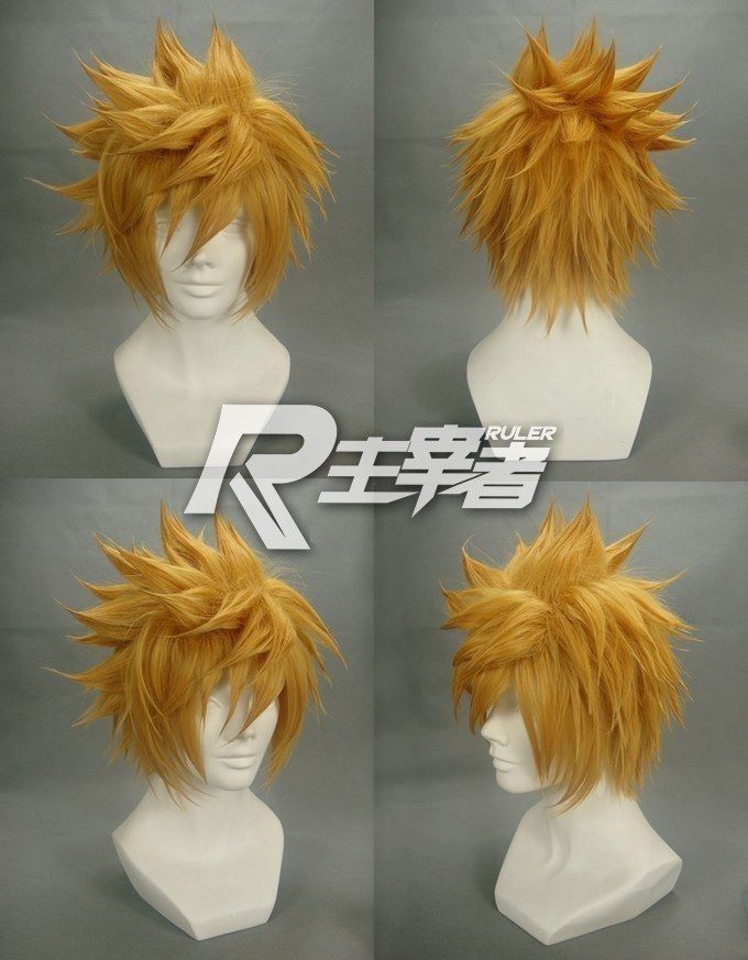 Roxas Short Flip Out Golden Blonde Cosplay Wig + free wigs cap