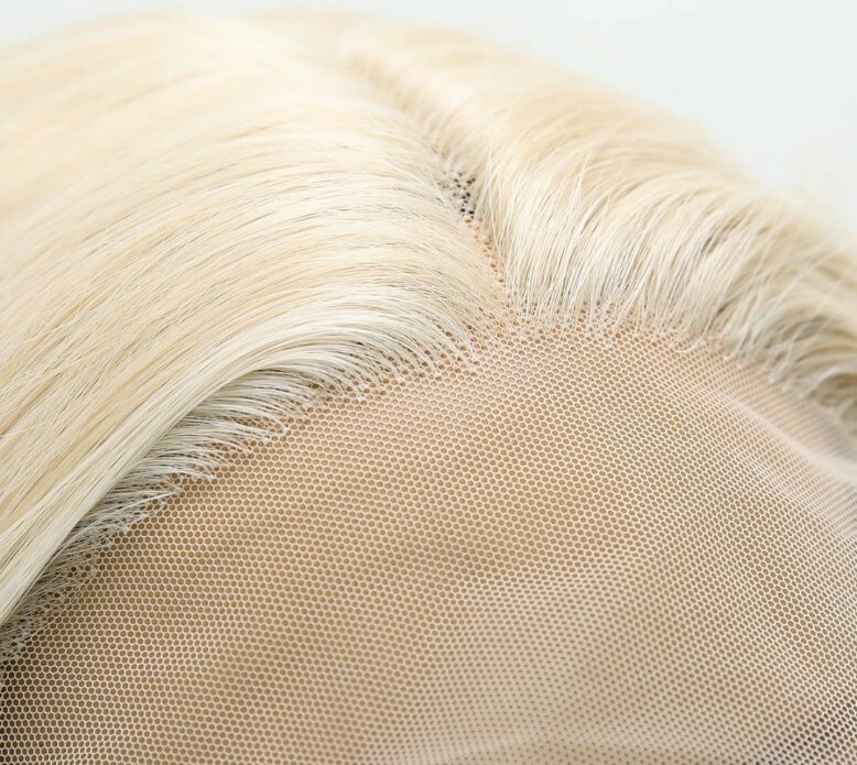 HD Lace Front Wig Light White Blonde Long Layer Human Hair Blend Highlights 30