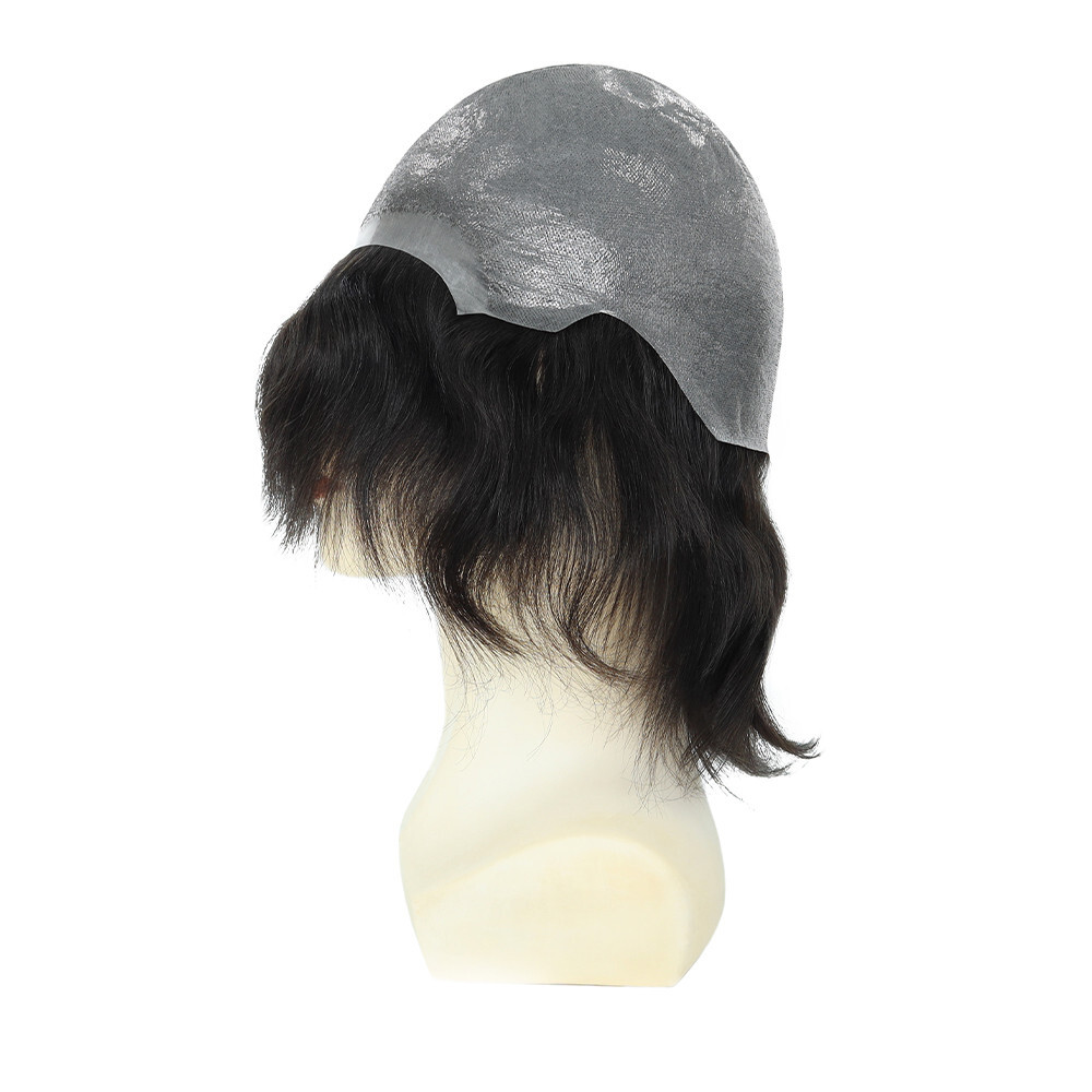 Mens Thin Skin Wigs Hair Replacement Hairpiece BIO FW Human Hair Medium Size 6”
