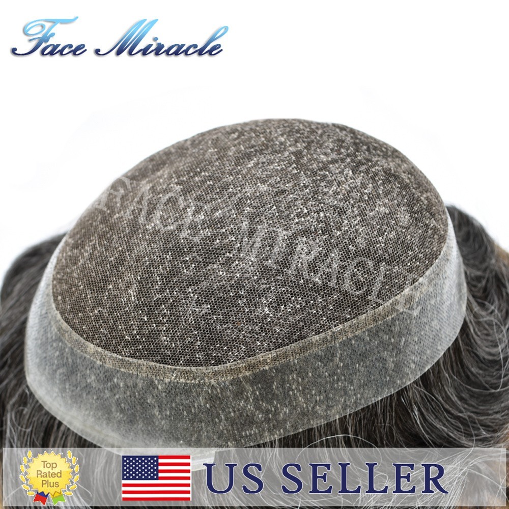 Mens Hairpieces Lace Center Mens Toupee Real Human Hair System Thin Poly Around