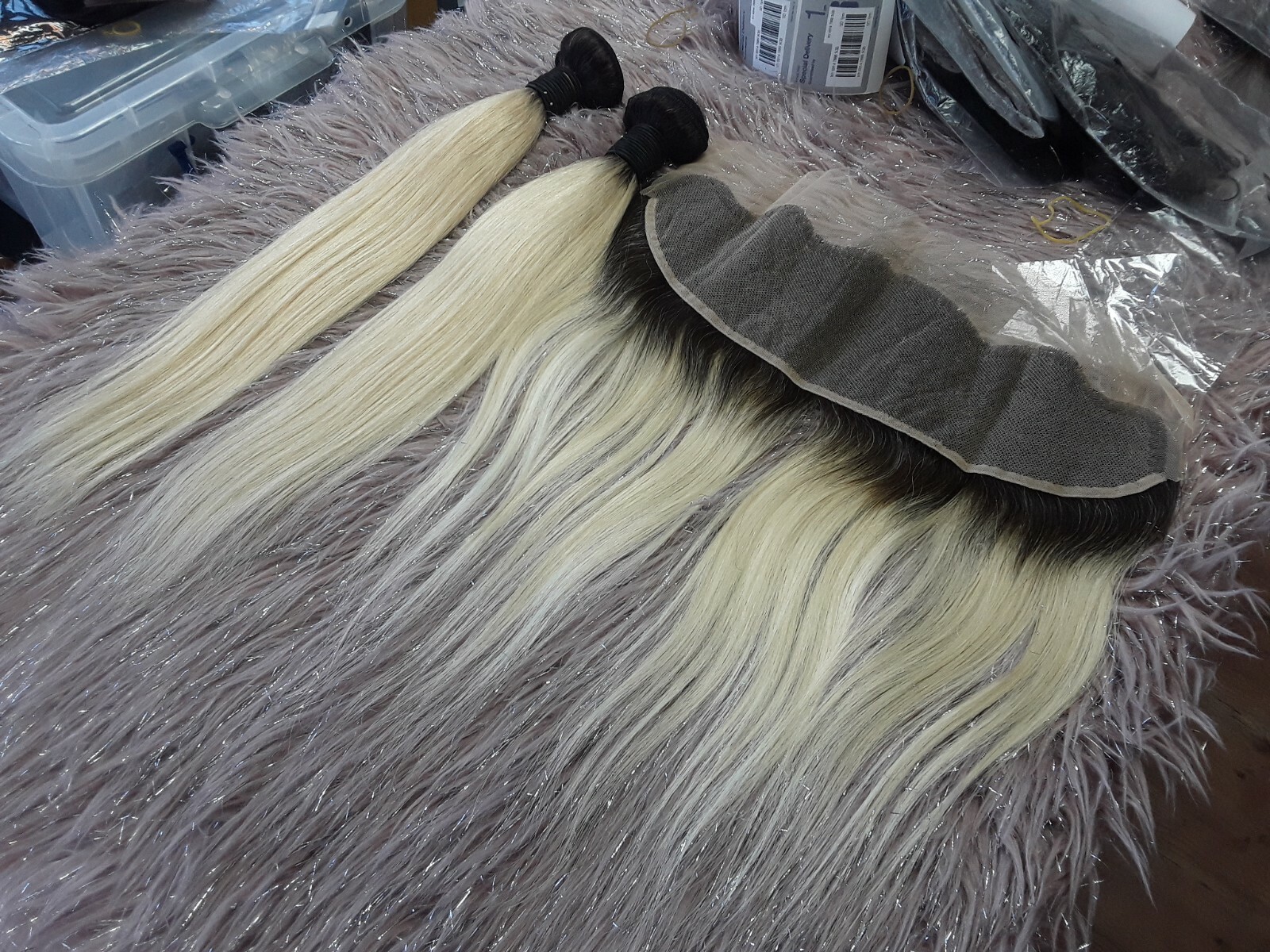 16+16&14 FRONTAL 13X4 EAR TO EAR 1b/613 BRAZILIAN HUMAN HAIR STRAIGHT 290g 12A