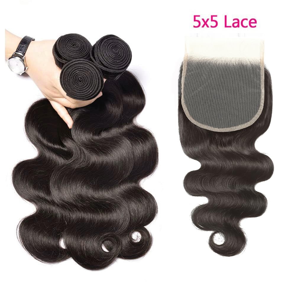 Body Wave Human Hair Bundles with 5×5 HD Closure – Unprocessed Virgin Brazilian