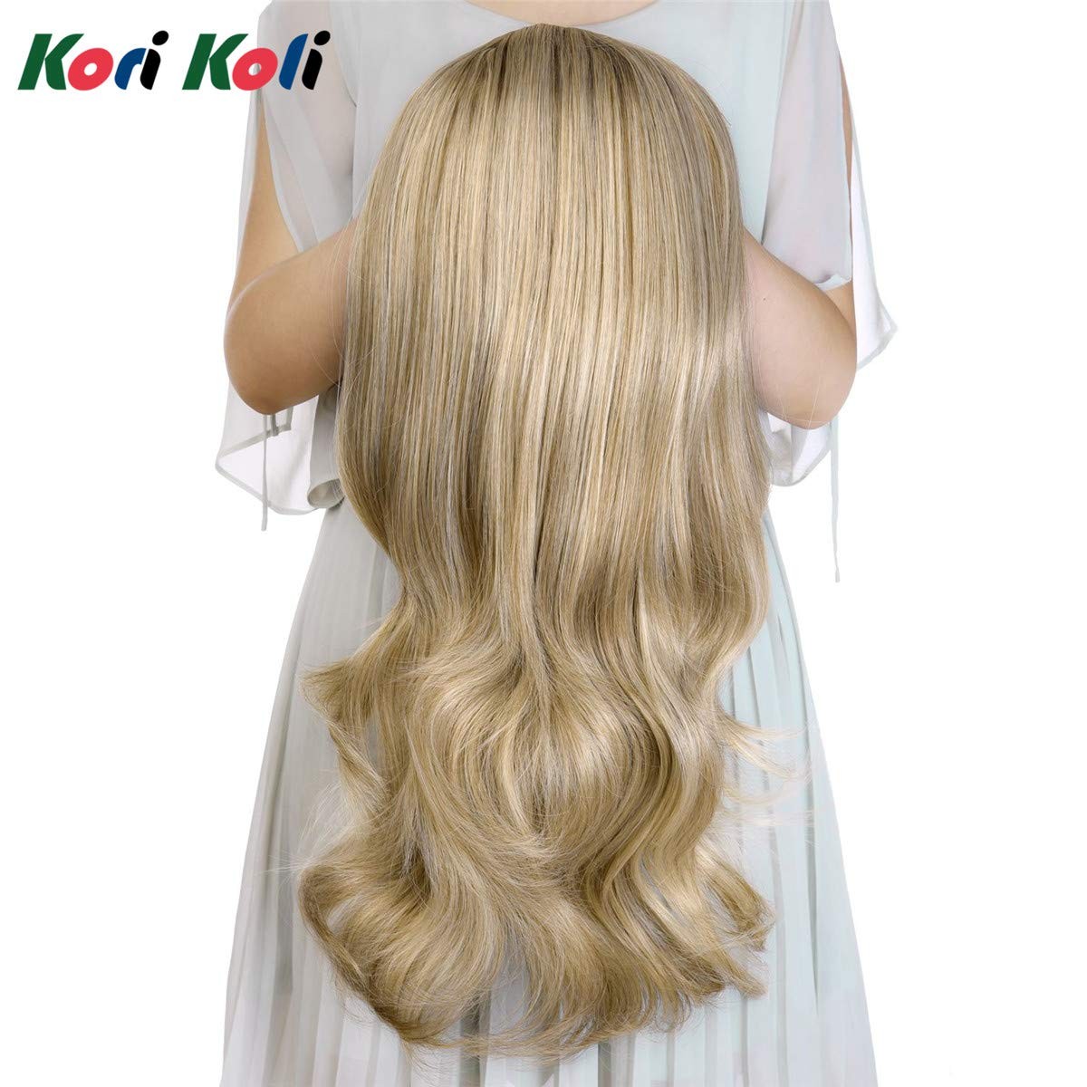 24″ Long Straight Wavy Clip in Half Head Tied Wig 24 Inch (Pack of 1), 8-22#