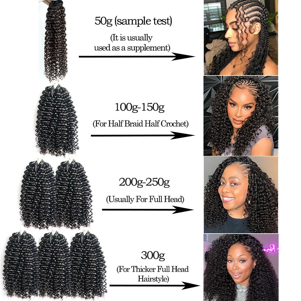 Curly Pre-Separated Feather Crochet Hair Extensions Reusable Knotless Real Hu…