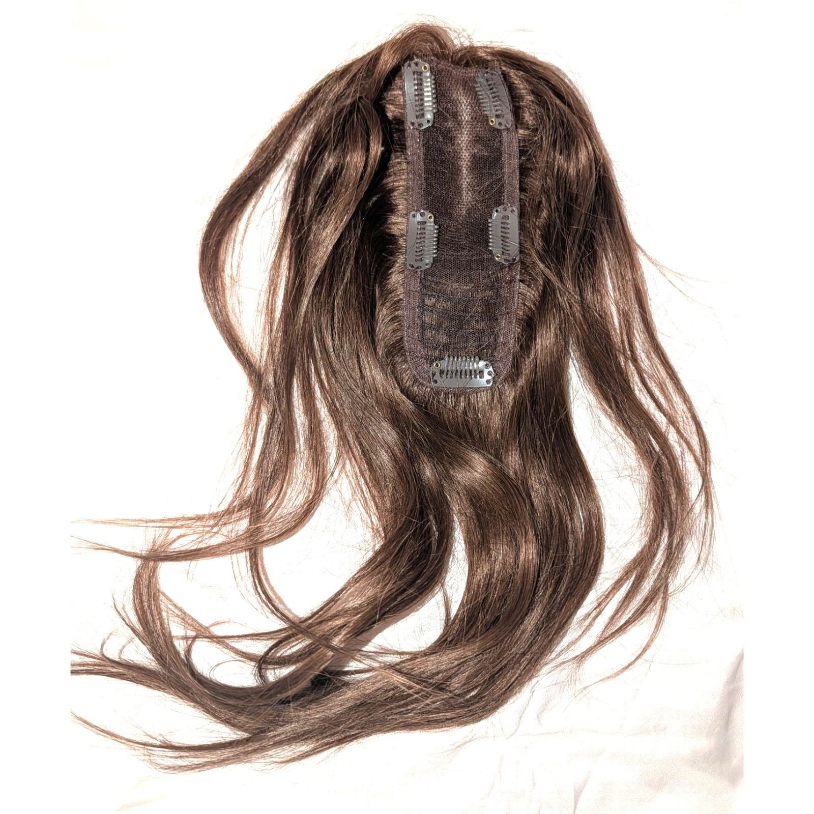 Rich Choices Hair Toppers #4 Medium Brown No Bangs 12″ Human Remy Hair Clip in