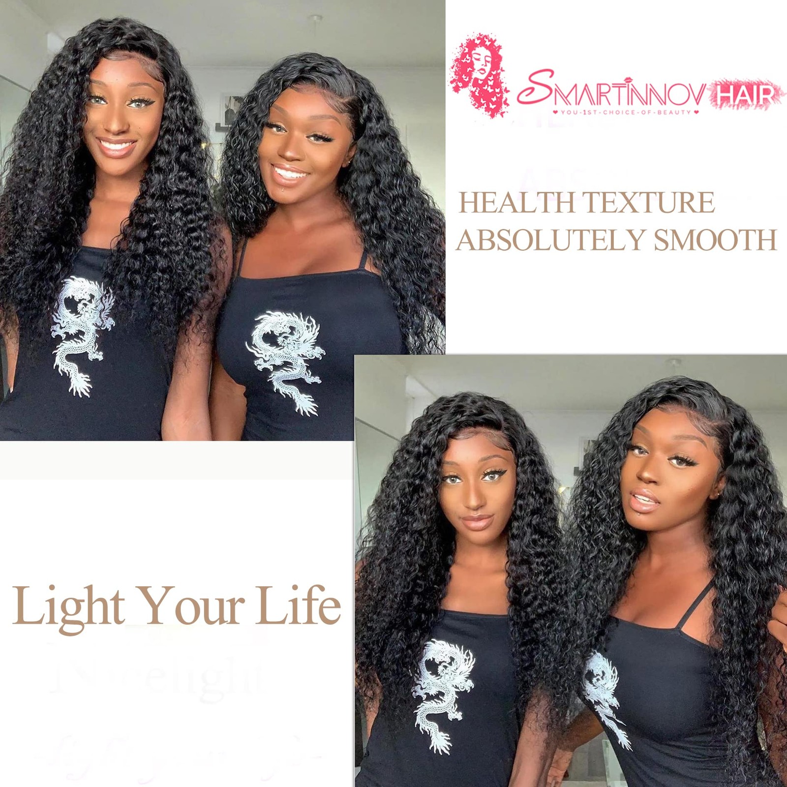 Smartinnov 26 Inch Long Tape In Hair Extensions Human Hair Deep Curly Pu Tape