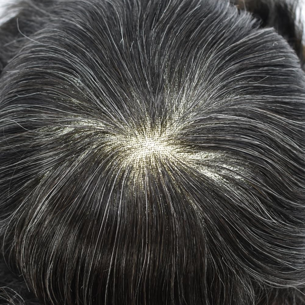 French Lace Front Mens Toupee Poly Skin Hairpieces Human Hair Replacement System