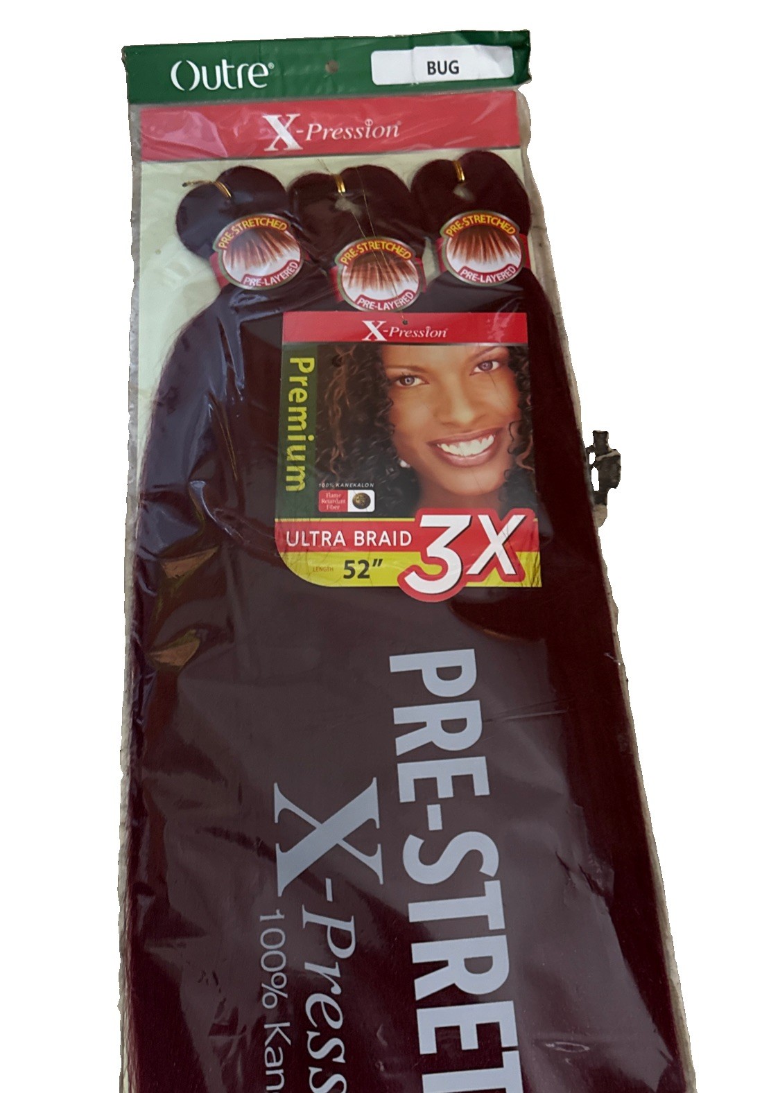 Outre X-Pression Ultra Braid 3X Pre-Stretched 52in Synthetic Burgundy BU