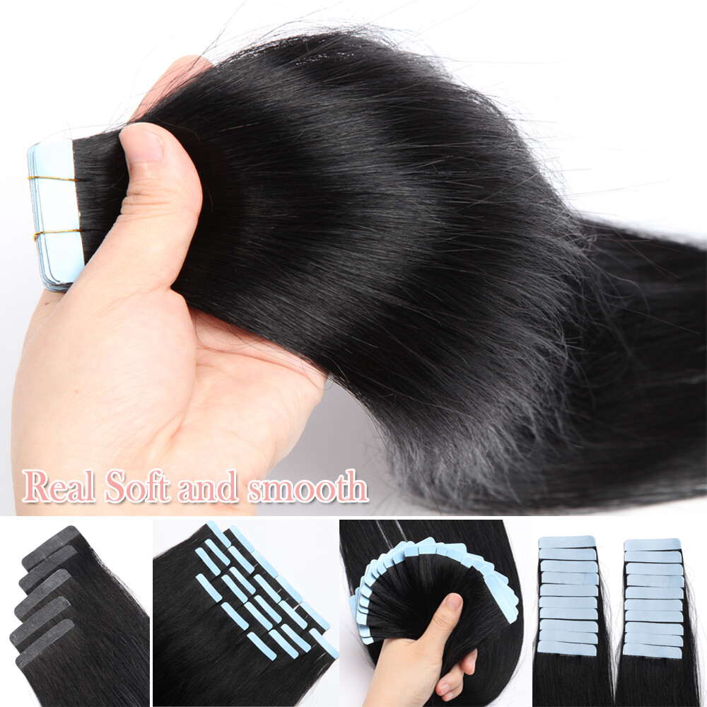 150g Seamless Tape In Skin Weft 100% Remy Human Hair Extensions Women Clearance