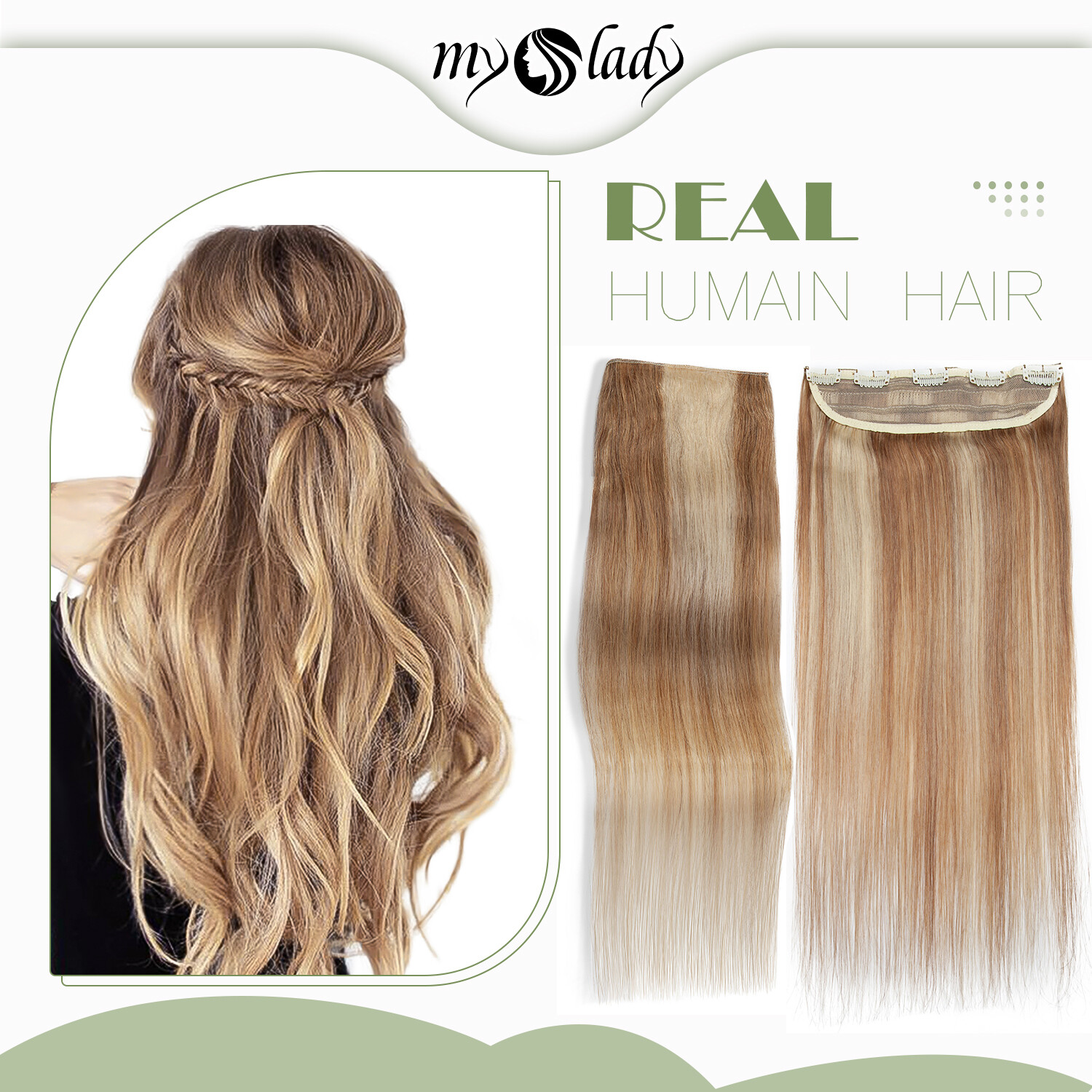 Russian Real Remy Hair One Piece Clip in Human Hair Extensions 3/4 Full Head USA
