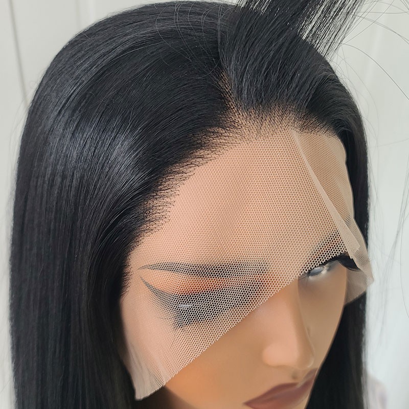 Lace Front Wig Long Straight Synthetic Hair Heat Resistant Pre Plucked Off black