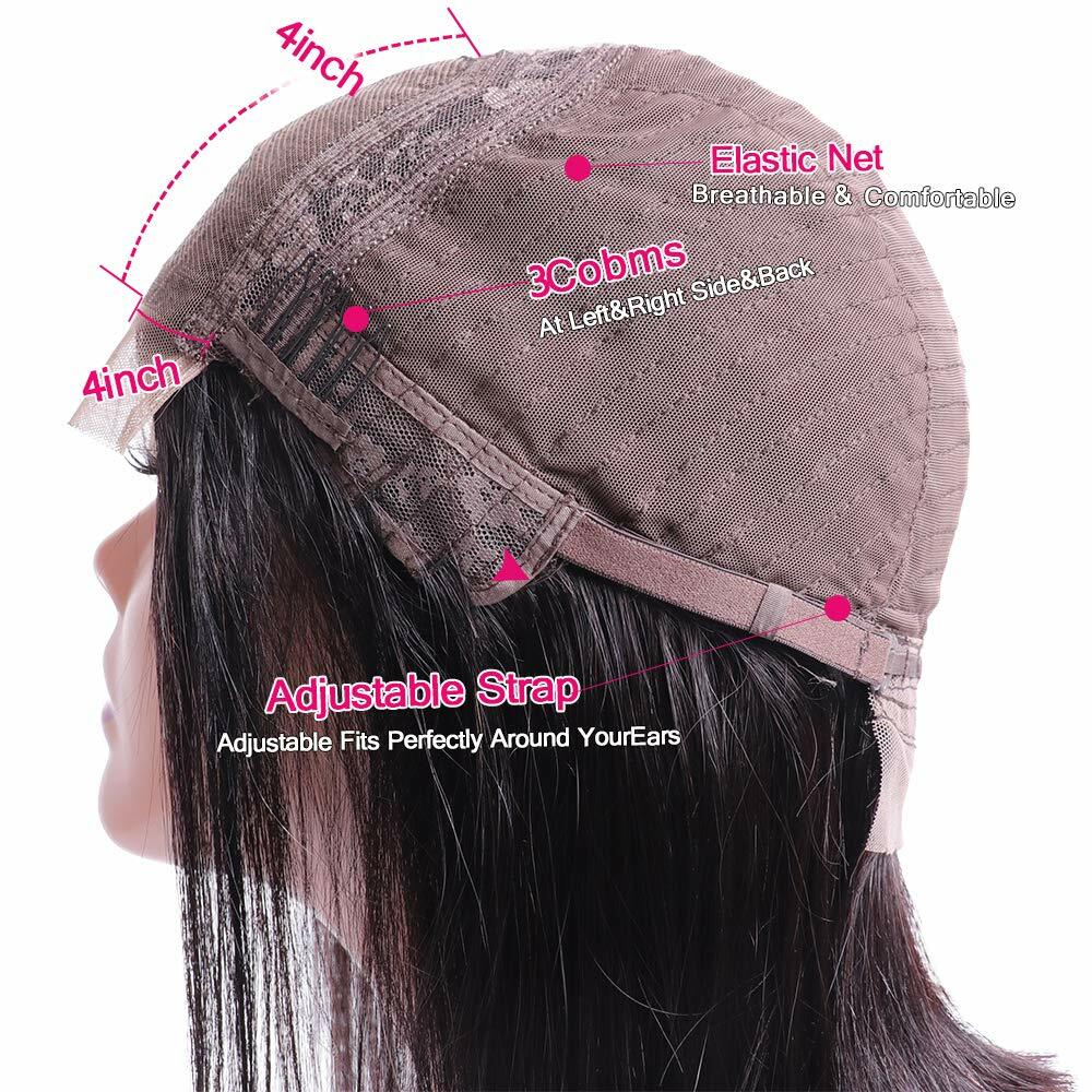 Lace Closure Wigs Bob Straight 4*4 lace middle part 100 Human Hair For Women