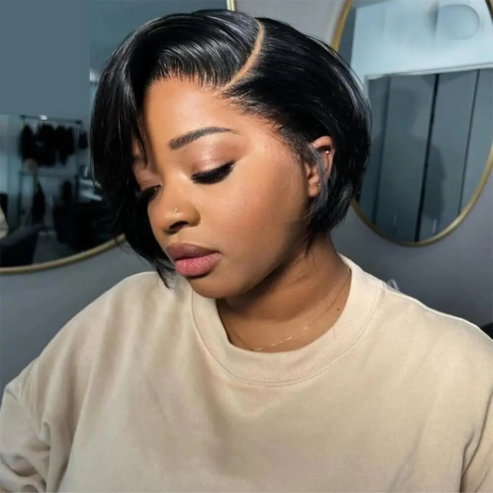 6 Inch Short Bob Wigs Straight Bob Wig 13x4x1 Side Part Bowl Cut Bob for Women