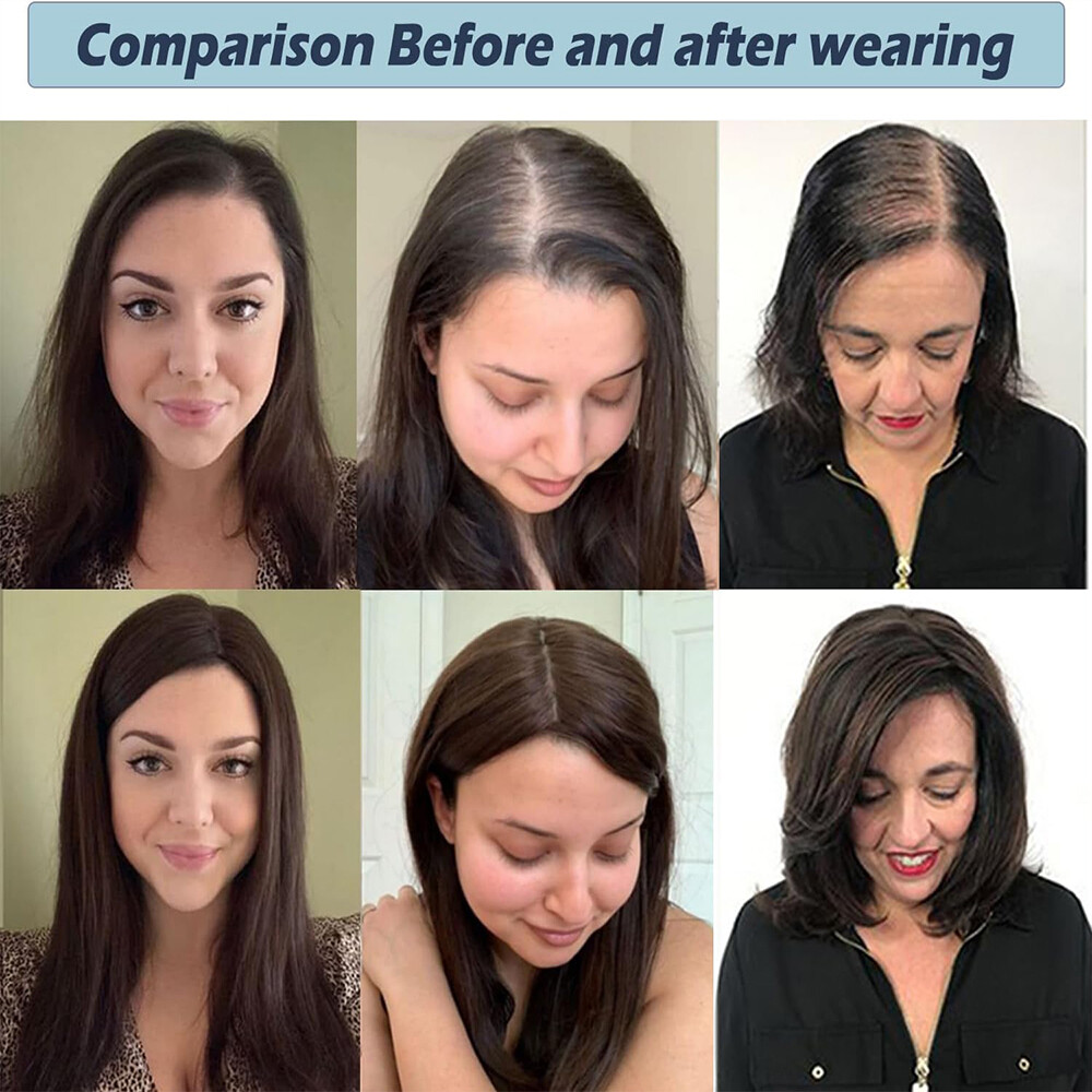 Side Part Remy Human Hair Topper Lace Base Hand-Tied For Hair lossing Thinning
