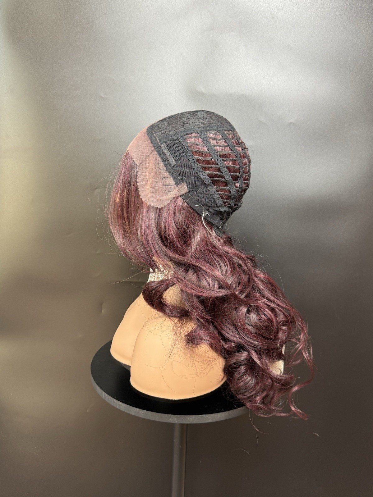 Wine Red burgundy wig 24 inch long Lace Front Middle Part