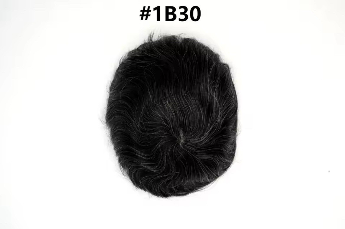Men’s Human Hair Toupee Hairpiece Transparent Ultra-Thin Skin V-Loop Wavy