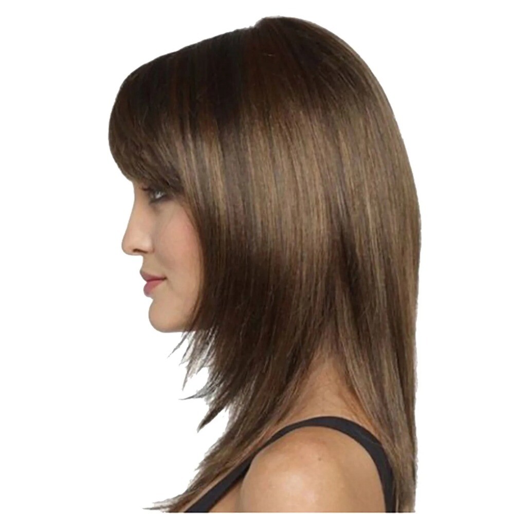 Women Long Curly Brown Natural Wig Glueless Wig Heat Synthesis Adult Female Wig