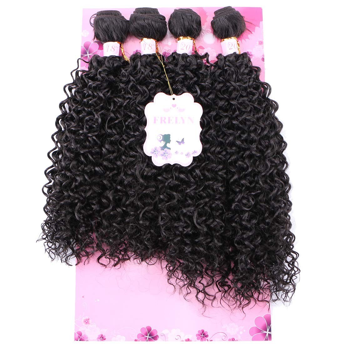 Soft Kinky Curly 4-Pack Hair Bundles, Heat Resistant 18-20 Inches Extensions