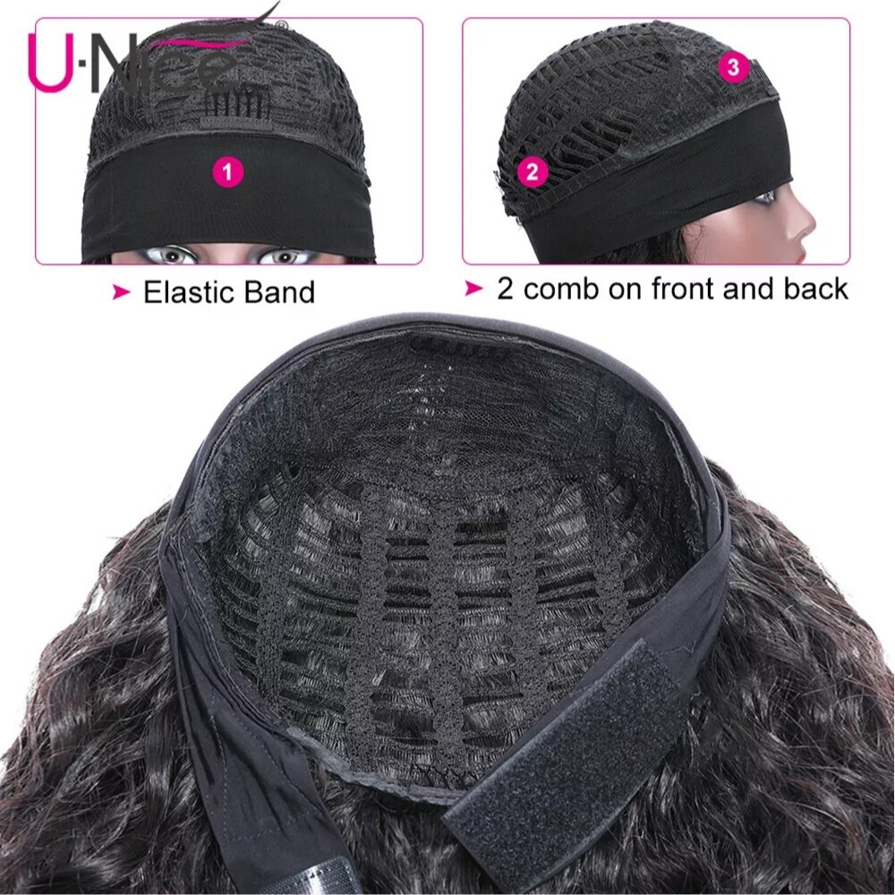 UNice Peruvian Put On And Go Headband Glueless Water Wave Human Hair Wig Wear Go