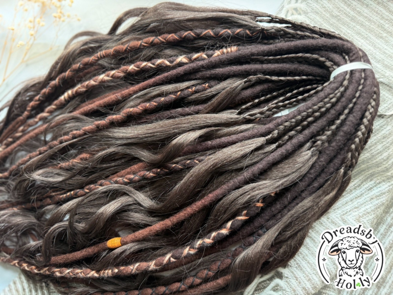Full Set Wool Dreads Mix Braids Curls Brown DE – SUPER FAST 2-3 DAY SHIPPING USA
