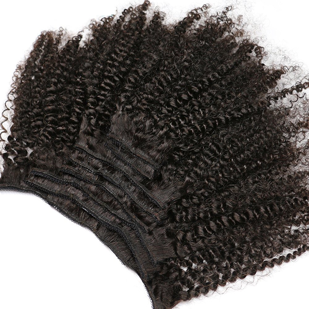 Big Thick Afro Kinky Curly Hair Clip In Human Hair Extensions Black Brown Blonde
