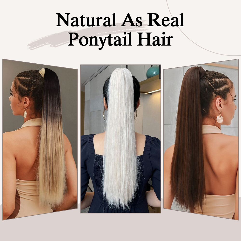 Corn Mega Thick Clip in Ponytail Hair Extension 100% Natural as Human Wave Wavy