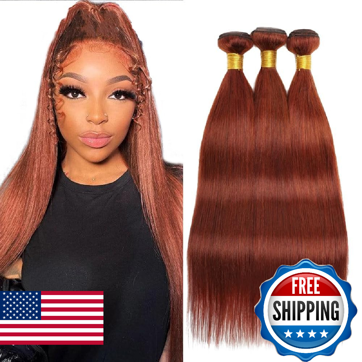 Xddnamei Brazilian Virgin Human Hair Bundles Reddish Brown Color 33 Straight