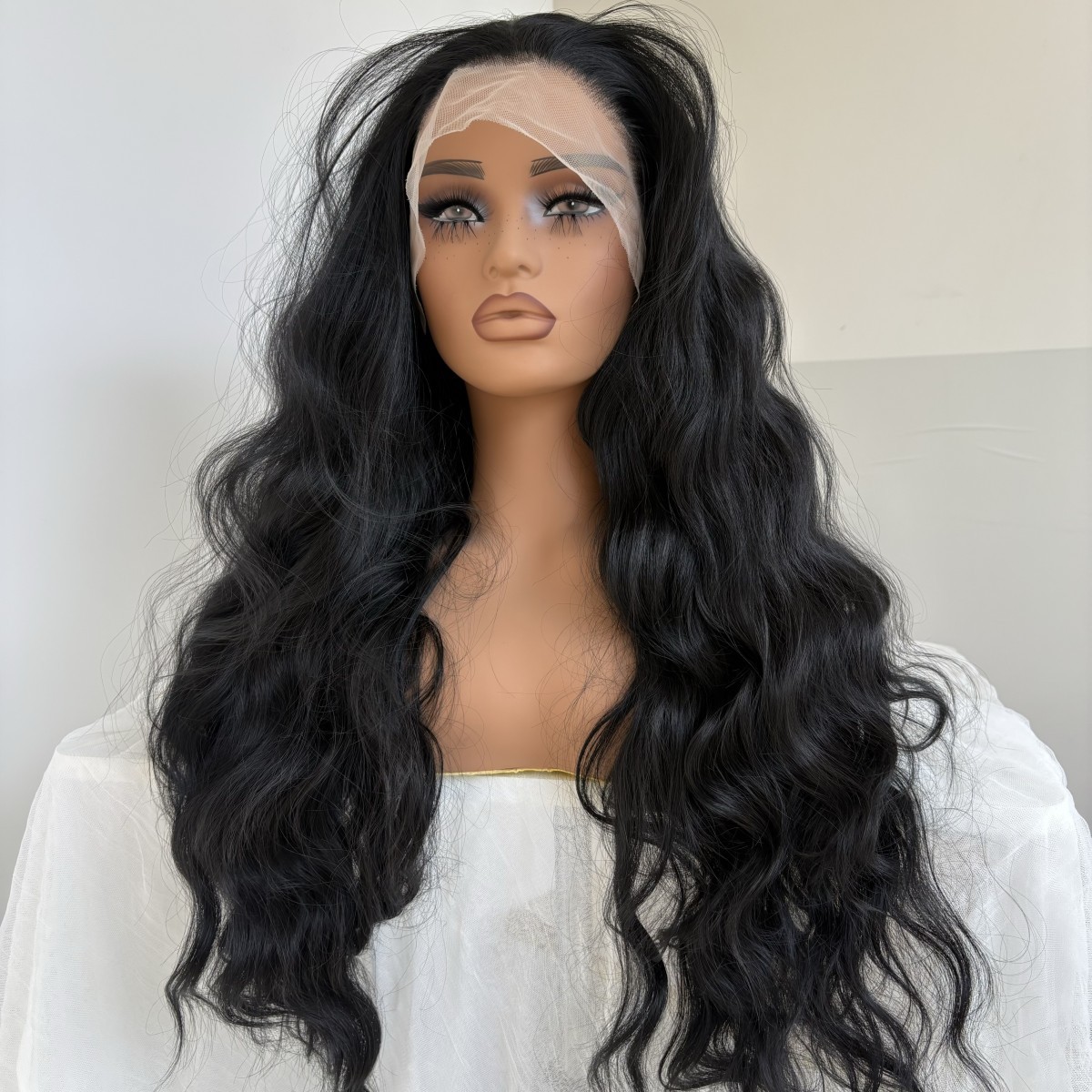 Long Wavy Lace Frontal Wigs Off black Heat Resistant Synthetic Hair