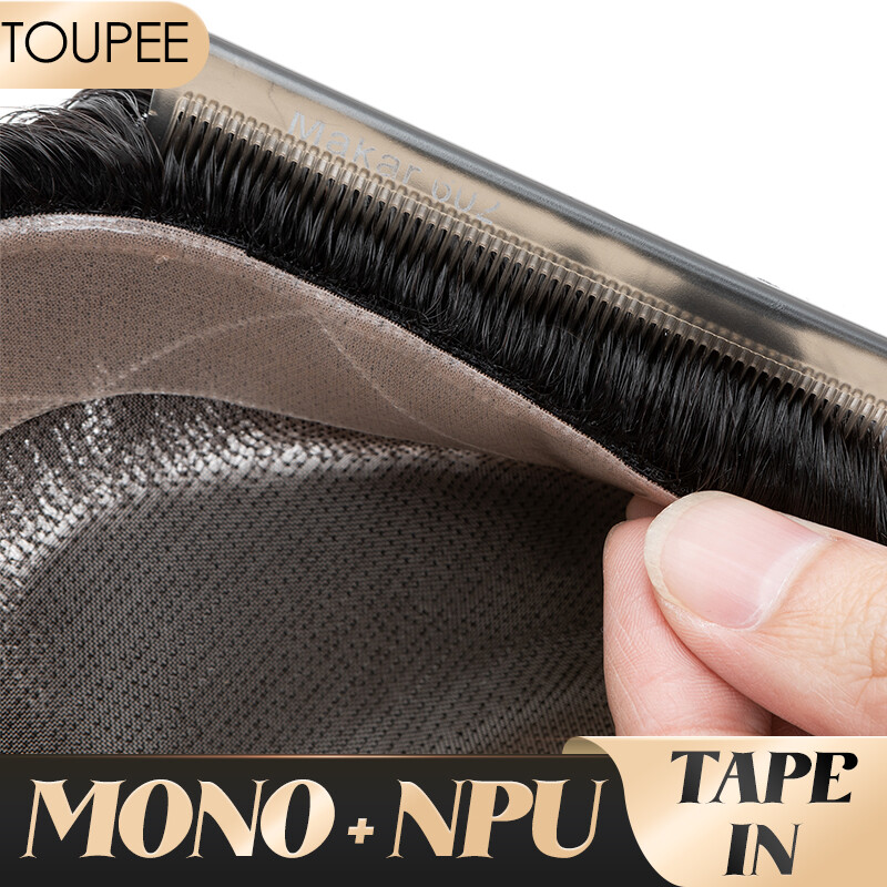 Full Poly Skin Mens Toupee PU Remy Human Hair System Replacement Wigs for Men US