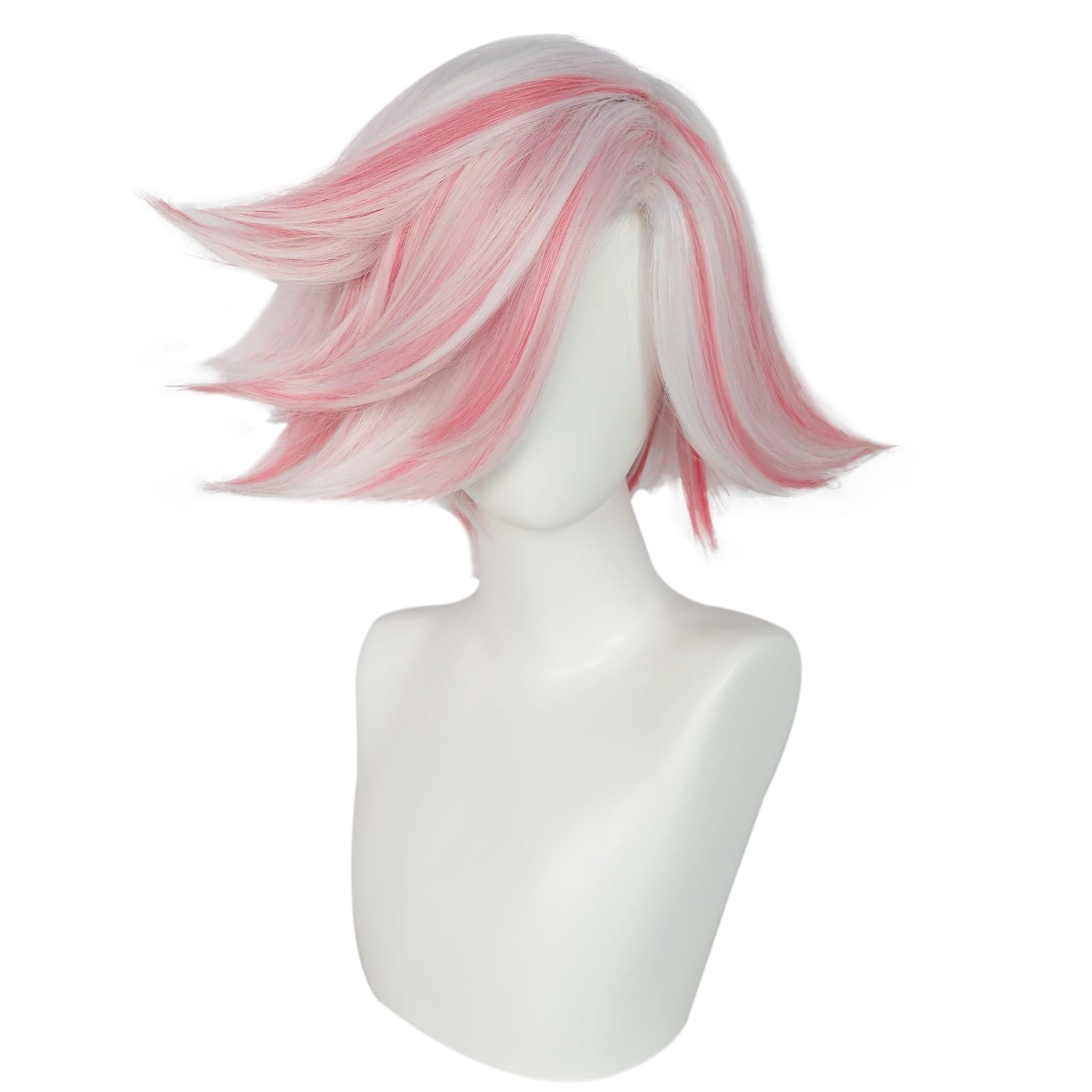 Angel Dust Cosplay Wig for Anime Costume Short White and Pink Wigs Cosplay for H