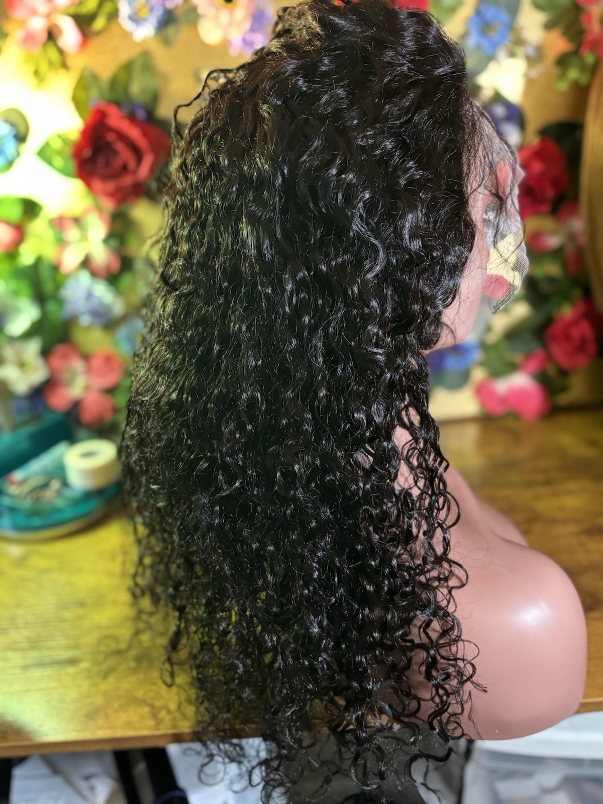 20” Natural Black Deep Wave Lace Front Human Hair Wig With Free Kit Included!!!!