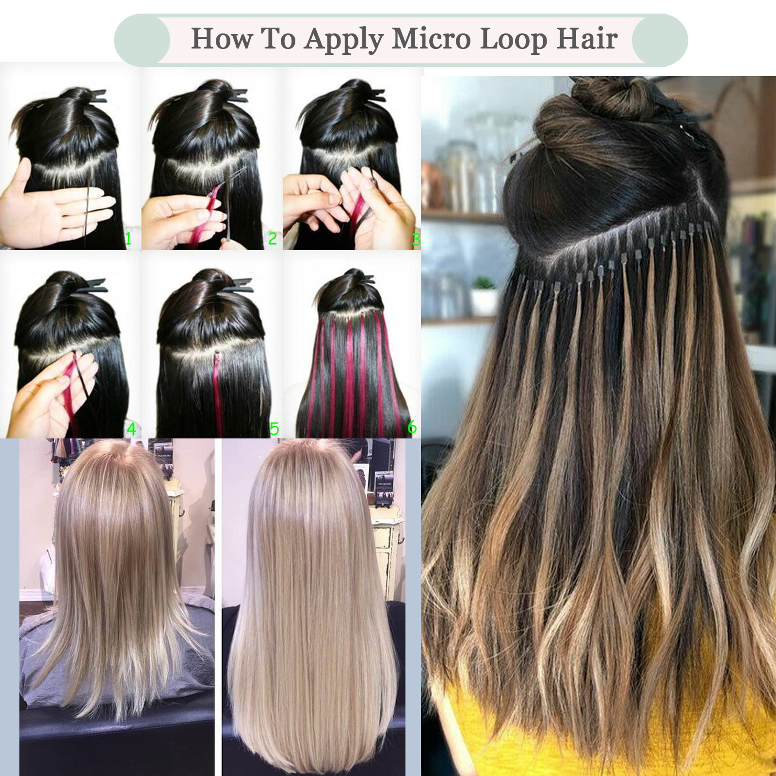 Micro Link Loop Tip Human Hair Extensions Micro Bead Remy Straight European Hair