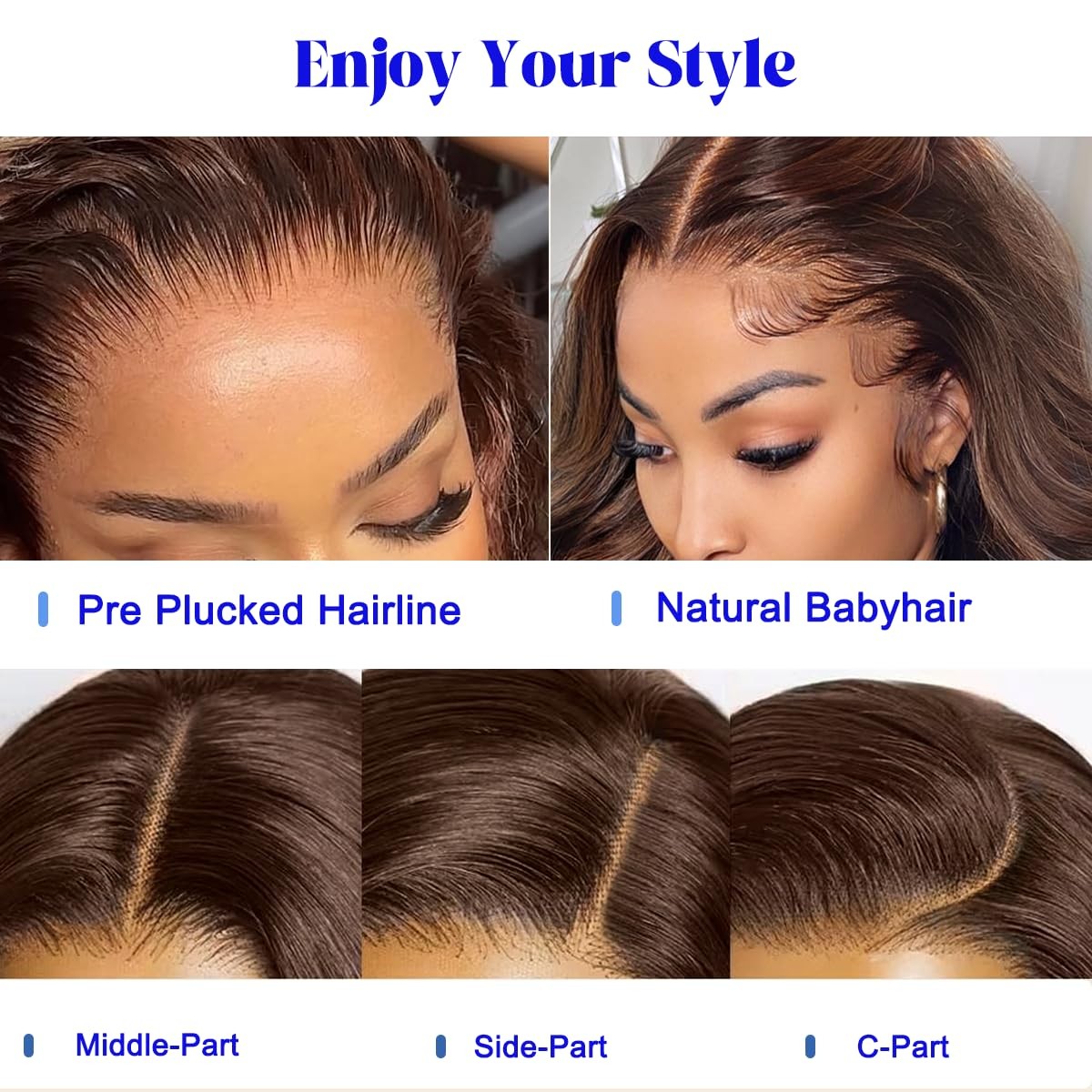 Lukymart 26 Inch Chocolate Brown Lace Front Wigs Human Hair Pre Plucked 13X4 Hd