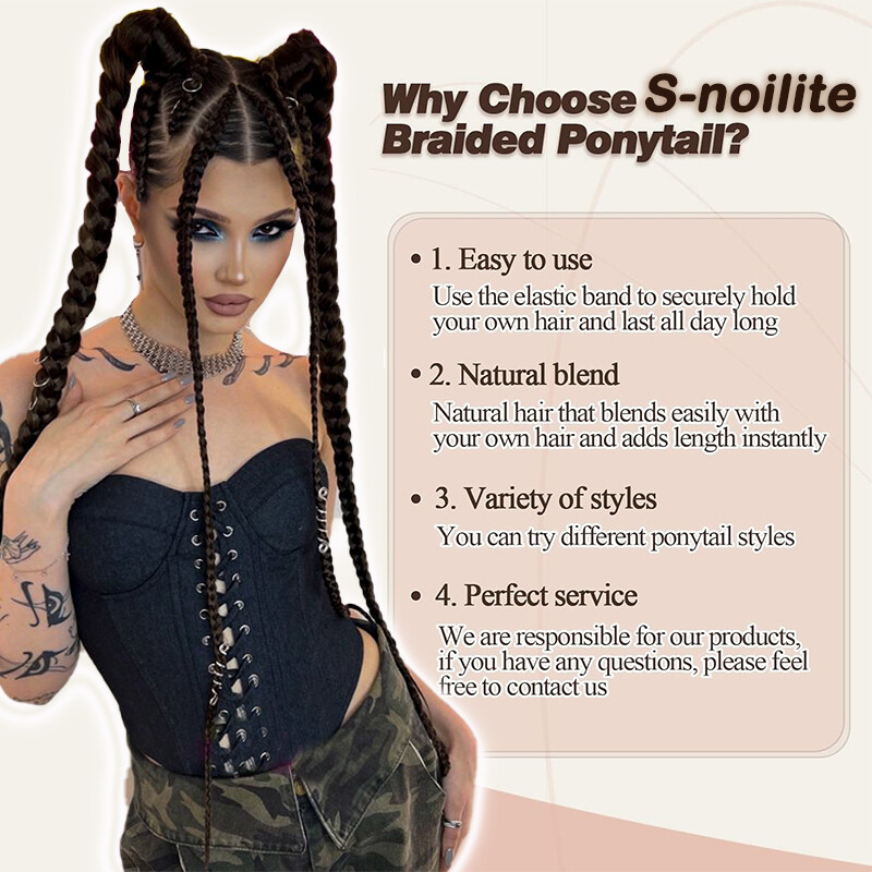 Long Braids Ponytail Clip In Pony Tail Hair Extension Long Thick Natural Hair US