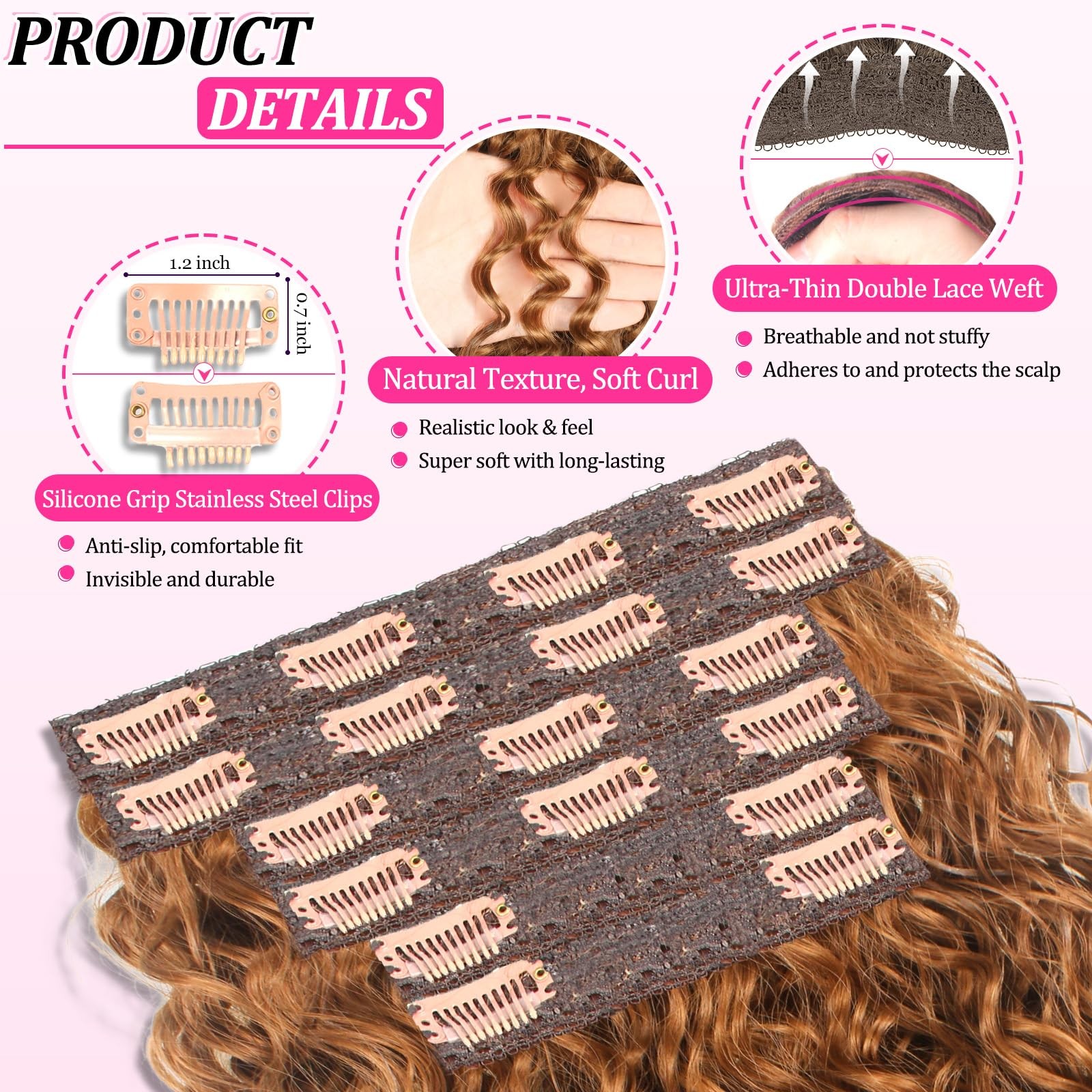 Uenokips Curly Clip In Hair Extensions 6 Pcs 18 Clips Water Wave Clip Ins 100