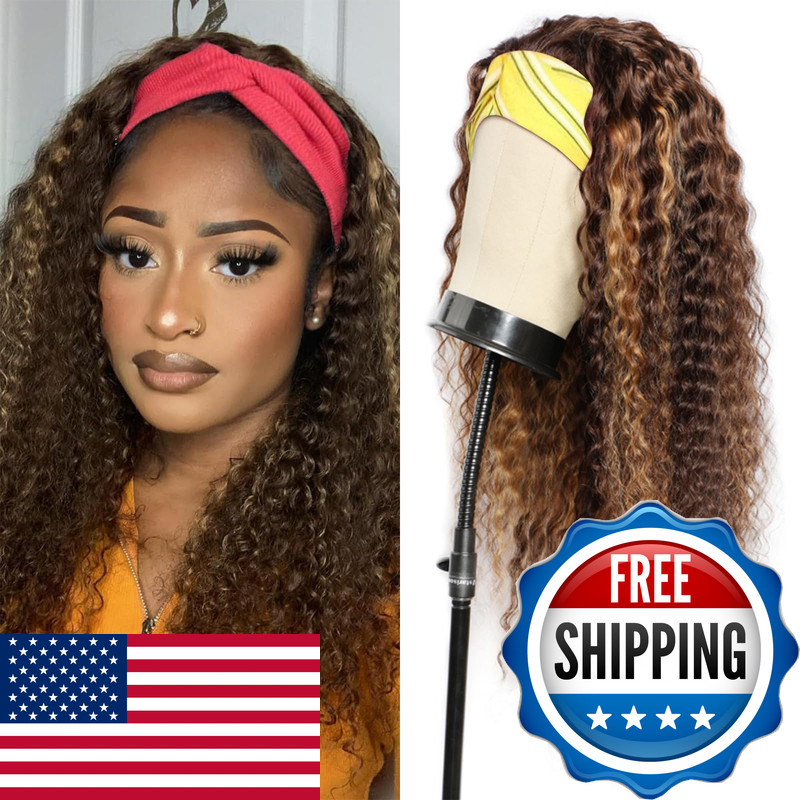 Bellarayine Headband Wig Deep Wave Human Hair Wigs 150 Density Half Wigs
