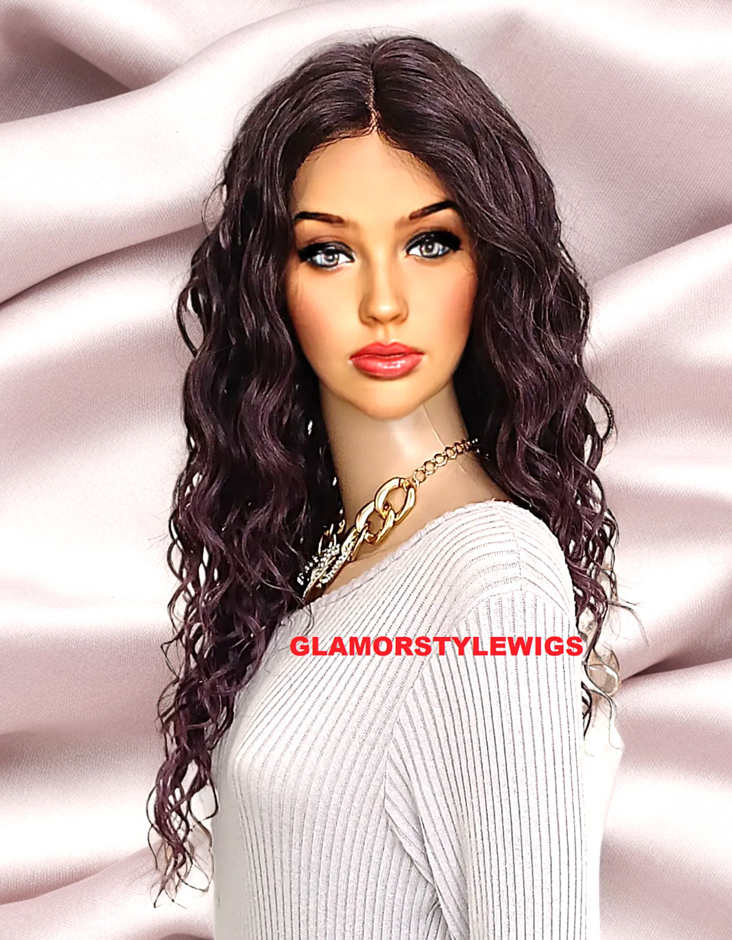 LACE FRONT FULL WIG LONG LAYERED WAVY BLACK PURPLE MIX HEAT OK NEW