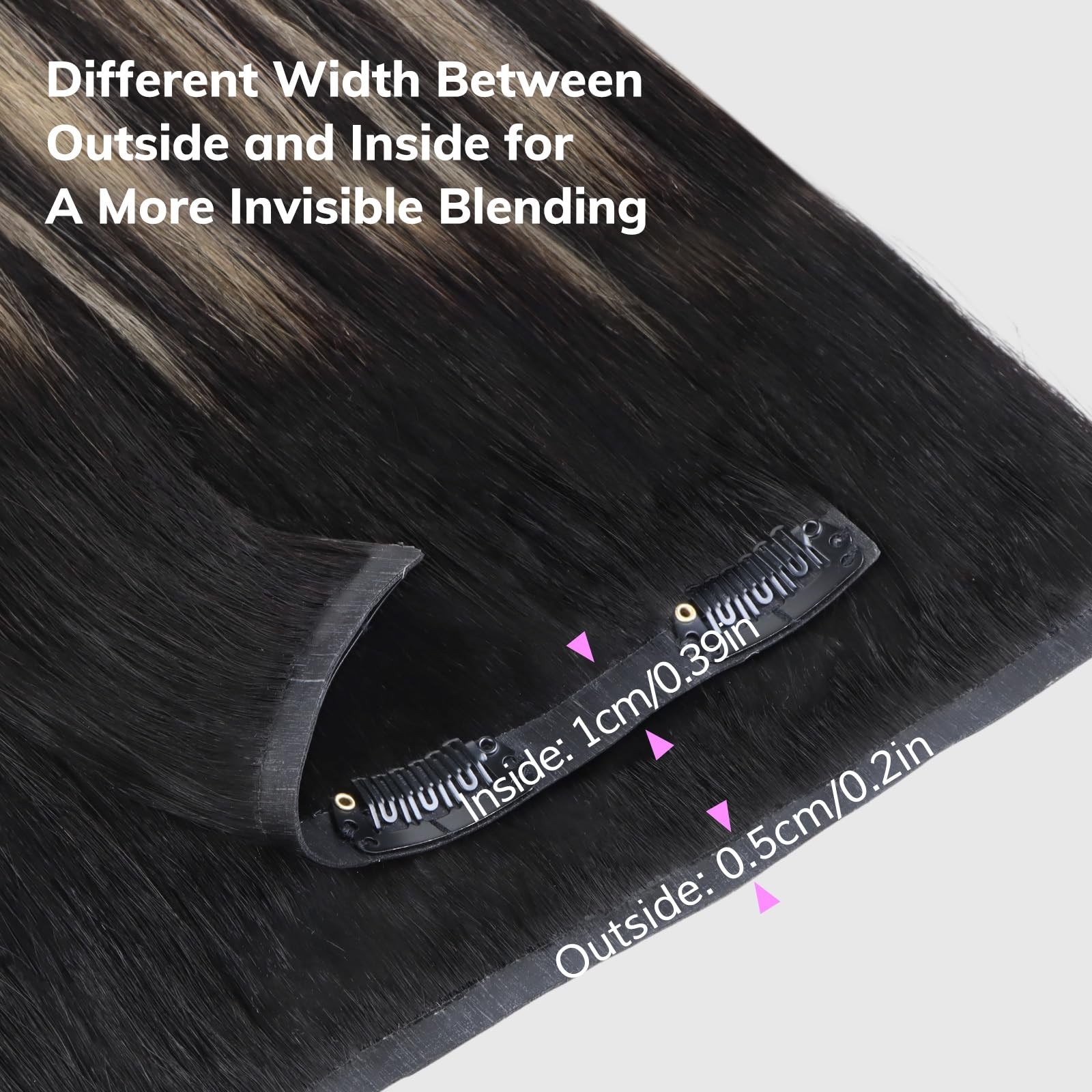 Idn Beauty Seamless Clip In Hair Extensions Human Hair 110G 16 Inch 1B/19/1B