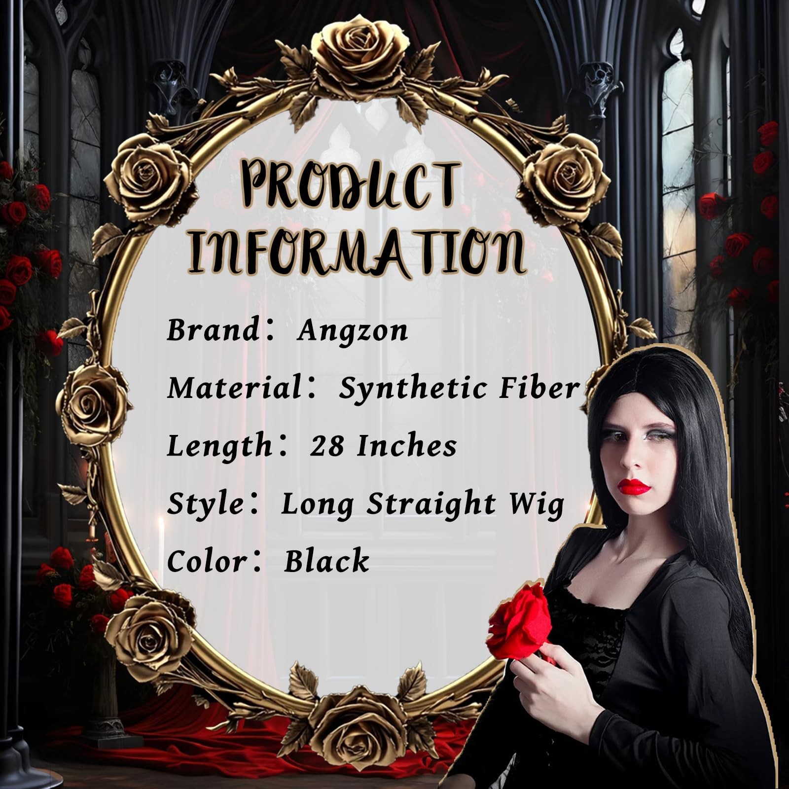 Black Wig Long Straight Wigs for Women Natural Looking Middle Part Heat Resis…